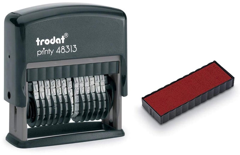 Trodat .125" x 1.3" 13-Digit Self-Inking Numberer Rubber Stamp - Non Customizable (Red)